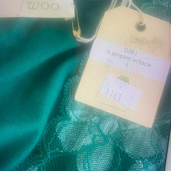 Staci Woo Green Empire With Lace Dress Y2K NWT Size S - Picture 5 of 6